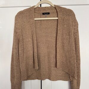 Cable & Gauge Tan Open-Front Cardigan